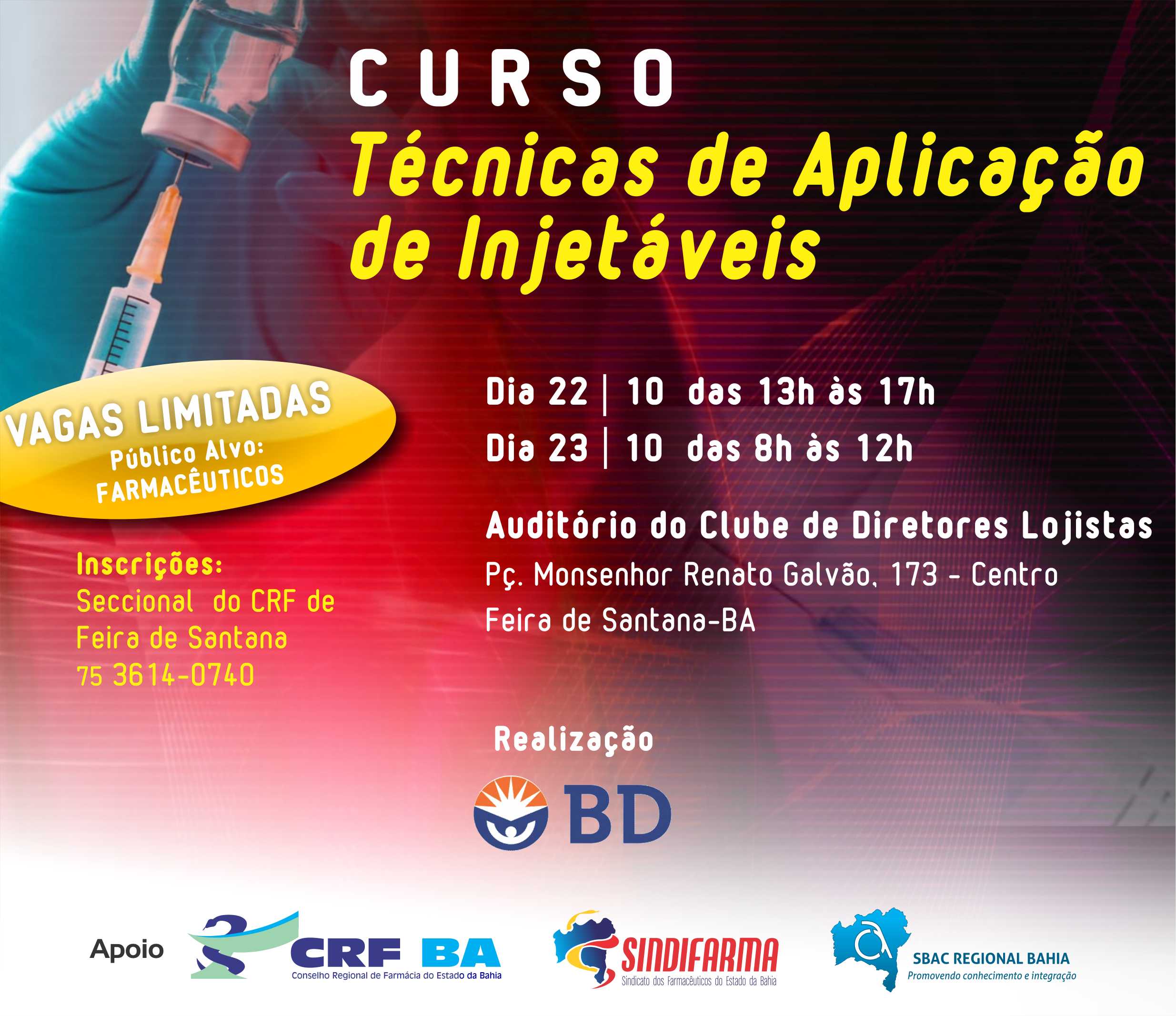 Banner face curso Técnicas de Injetáveis - feira